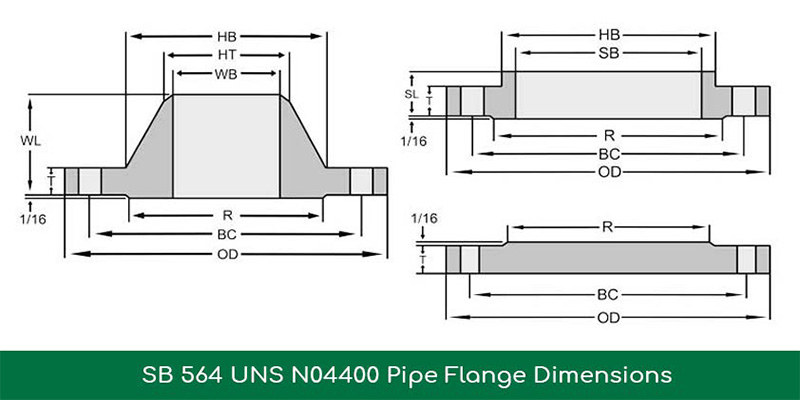 ASTM B564 UNS N04400 Flange Dimensions